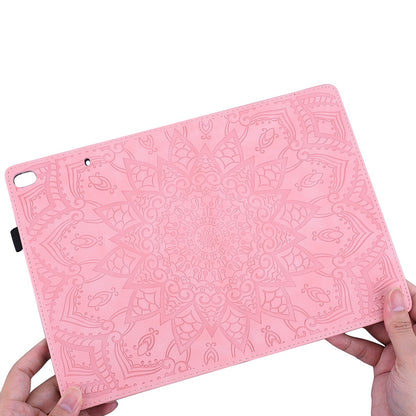 For Lenovo Tab M10 Plus (Gen 3) Imprinted Flower Pattern Tablet Case Anti-scratch Drop-proof PU Leather Card Slot Stand Shell with Pencil Loop