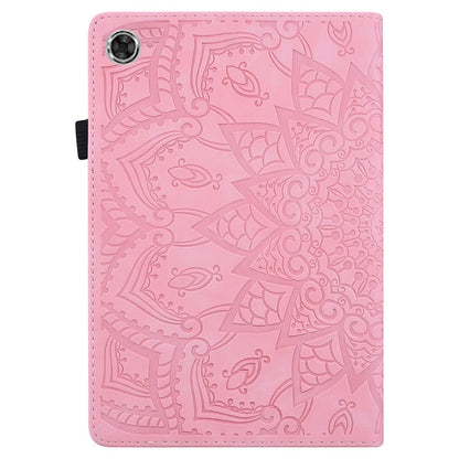 For Lenovo Tab M10 Plus (Gen 3) Imprinted Flower Pattern Tablet Case Anti-scratch Drop-proof PU Leather Card Slot Stand Shell with Pencil Loop