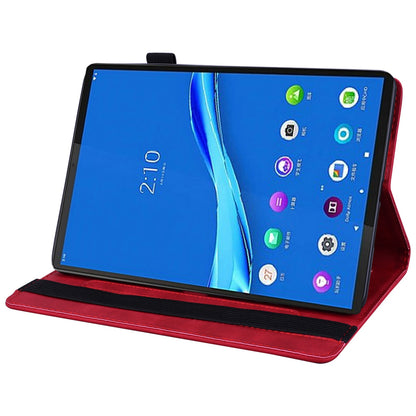 For Lenovo Tab M10 Plus (Gen 3) Imprinted Flower Pattern Tablet Case Anti-scratch Drop-proof PU Leather Card Slot Stand Shell with Pencil Loop