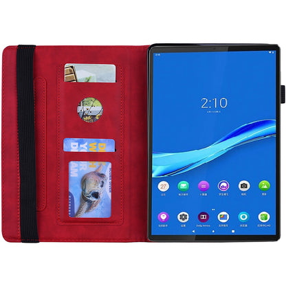 For Lenovo Tab M10 Plus (Gen 3) Imprinted Flower Pattern Tablet Case Anti-scratch Drop-proof PU Leather Card Slot Stand Shell with Pencil Loop