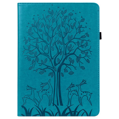 For Lenovo Tab M10 Plus (Gen 3) Imprinting Tree Deer Pattern Tablet Case PU Leather Card Slots Stand Shell