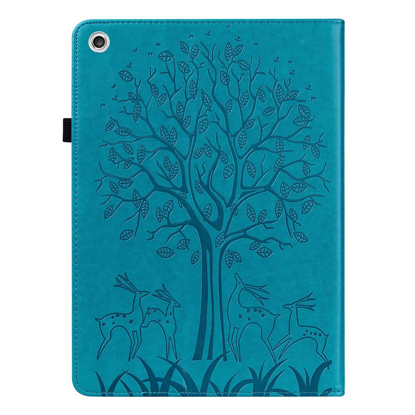 For Lenovo Tab M10 Plus (Gen 3) Imprinting Tree Deer Pattern Tablet Case PU Leather Card Slots Stand Shell