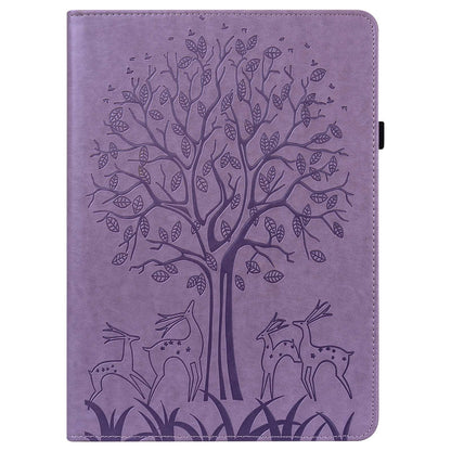 For Lenovo Tab M10 Plus (Gen 3) Imprinting Tree Deer Pattern Tablet Case PU Leather Card Slots Stand Shell