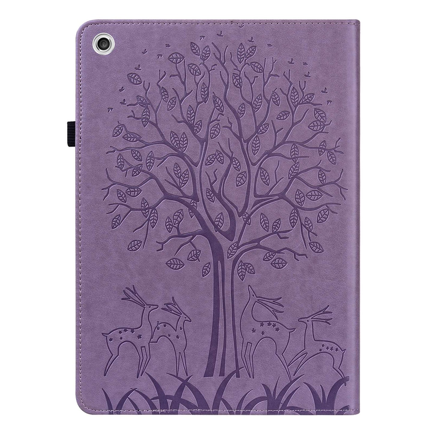 For Lenovo Tab M10 Plus (Gen 3) Imprinting Tree Deer Pattern Tablet Case PU Leather Card Slots Stand Shell