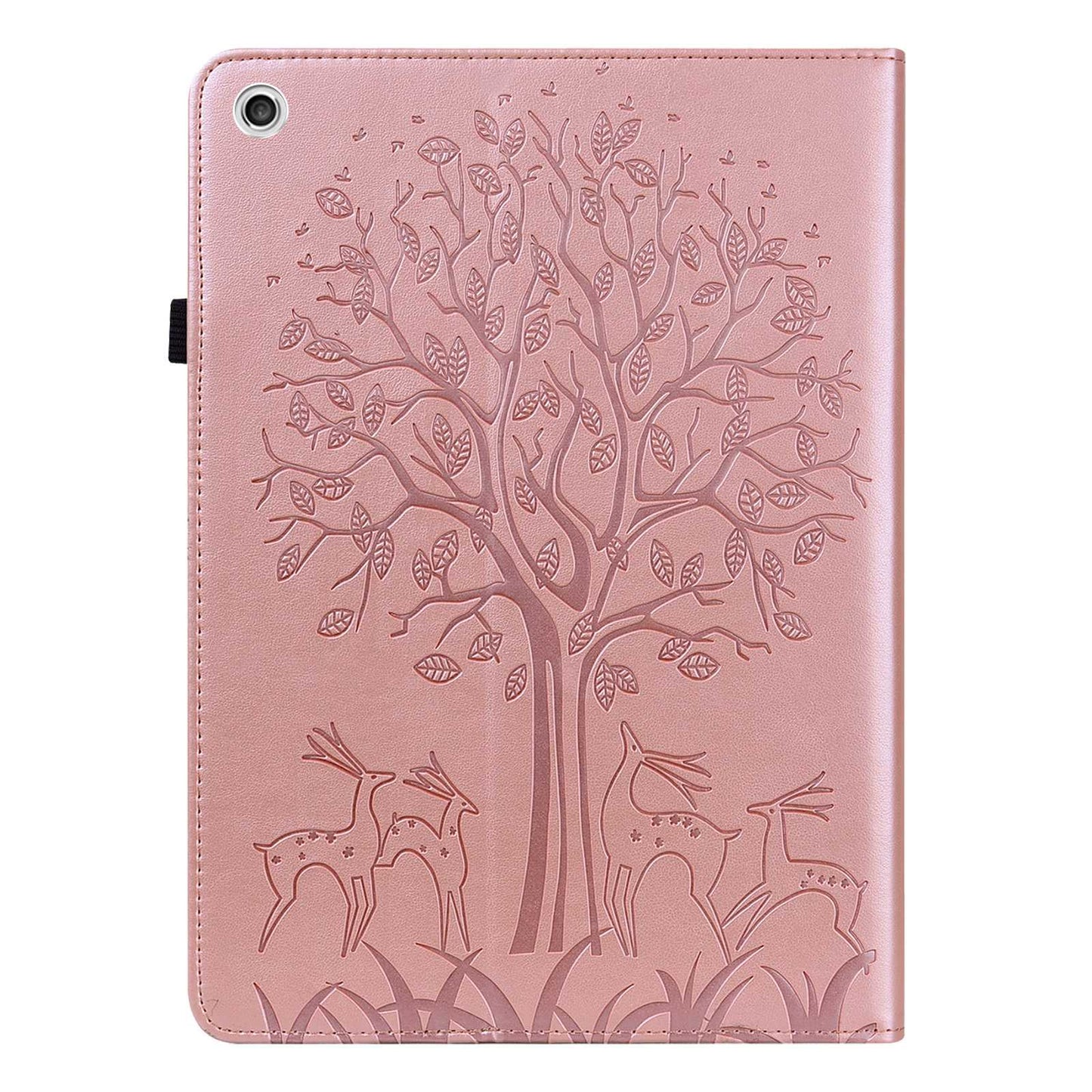 For Lenovo Tab M10 Plus (Gen 3) Imprinting Tree Deer Pattern Tablet Case PU Leather Card Slots Stand Shell