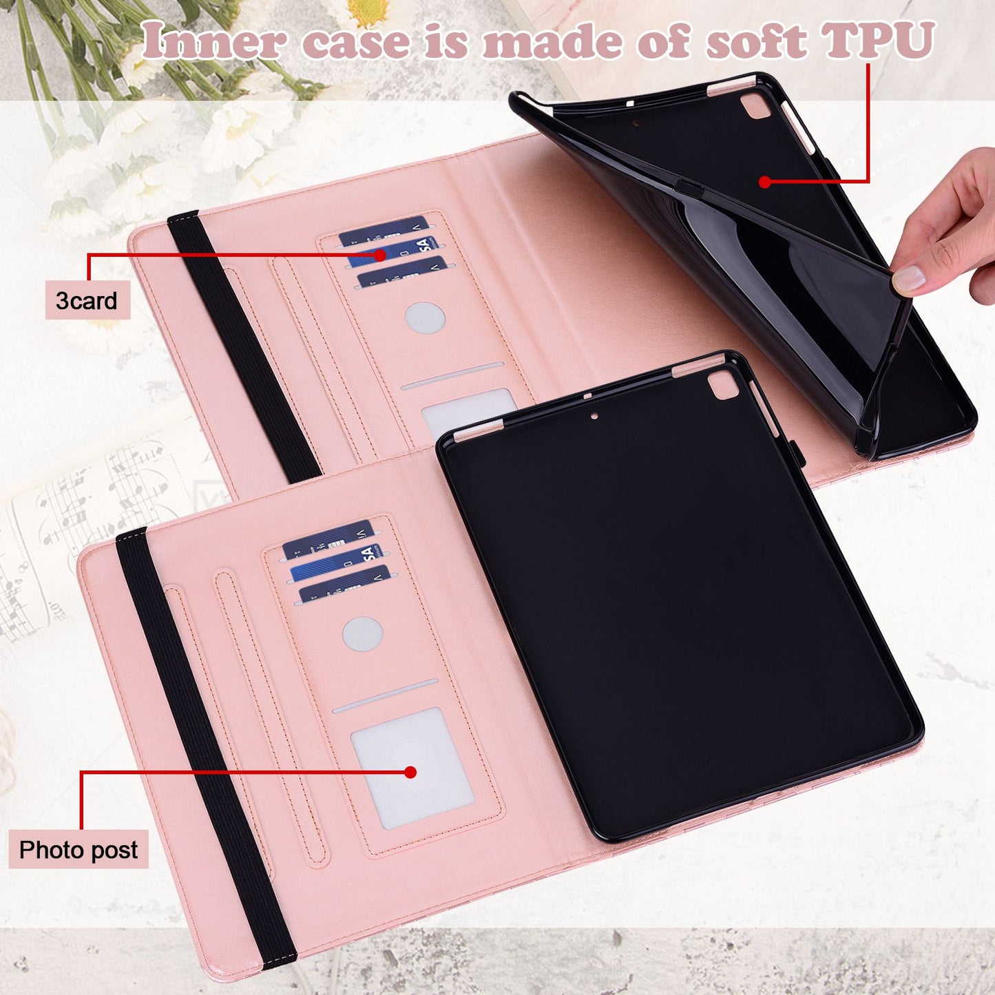 For Lenovo Tab M10 Plus (Gen 3) Imprinting Tree Deer Pattern Tablet Case PU Leather Card Slots Stand Shell