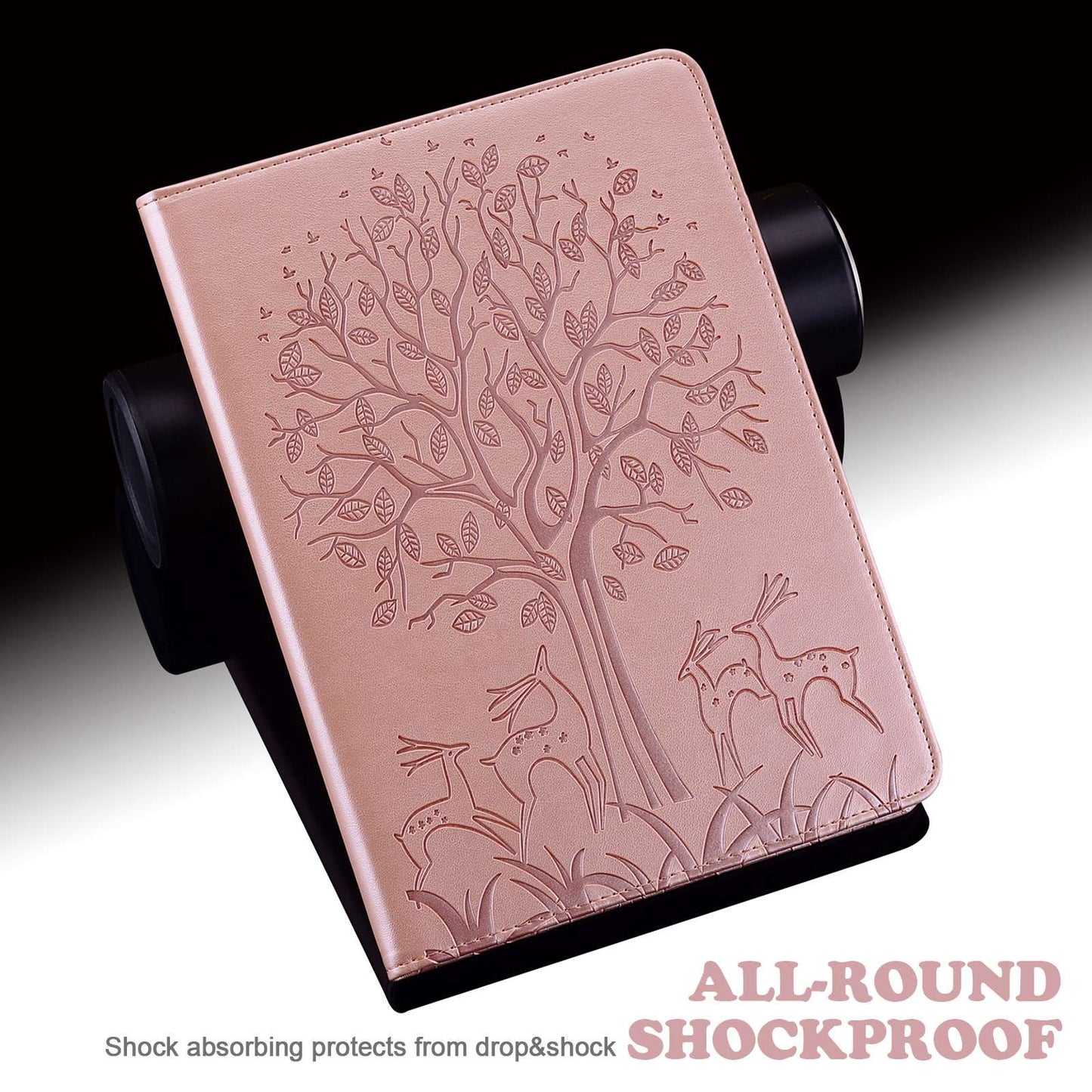 For Lenovo Tab M10 Plus (Gen 3) Imprinting Tree Deer Pattern Tablet Case PU Leather Card Slots Stand Shell