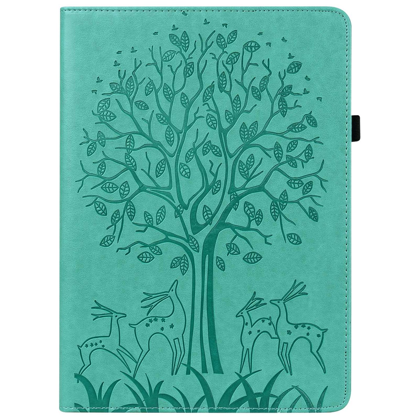 For Lenovo Tab M10 Plus (Gen 3) Imprinting Tree Deer Pattern Tablet Case PU Leather Card Slots Stand Shell