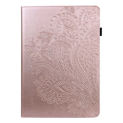 For Lenovo Tab M10 Plus (Gen 3) Imprinting Flower PU Leather Tablet Case Elastic Band Protective Cover with Card Holder Stand