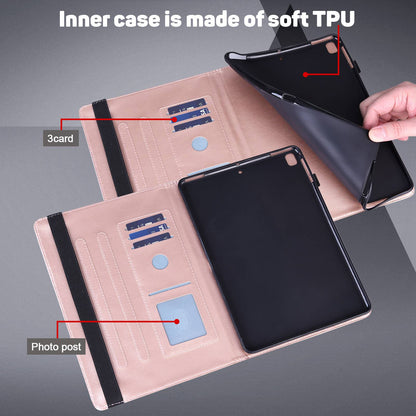 For Lenovo Tab M10 Plus (Gen 3) Imprinting Flower PU Leather Tablet Case Elastic Band Protective Cover with Card Holder Stand