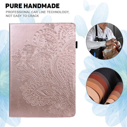 For Lenovo Tab M10 Plus (Gen 3) Imprinting Flower PU Leather Tablet Case Elastic Band Protective Cover with Card Holder Stand