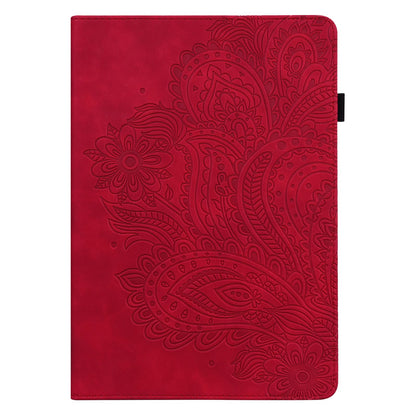 For Lenovo Tab M10 Plus (Gen 3) Imprinting Flower PU Leather Tablet Case Elastic Band Protective Cover with Card Holder Stand