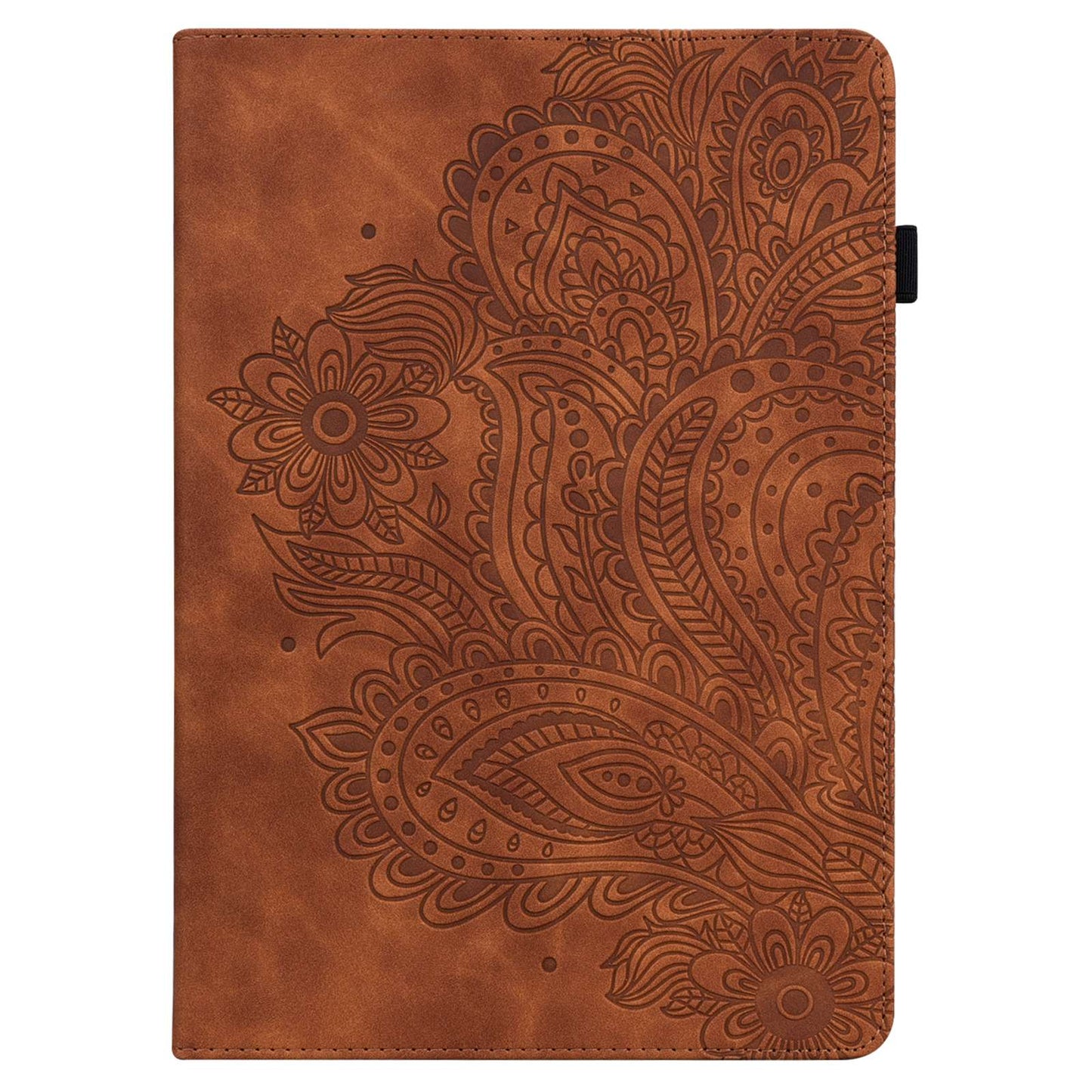 For Lenovo Tab M10 Plus (Gen 3) Imprinting Flower PU Leather Tablet Case Elastic Band Protective Cover with Card Holder Stand