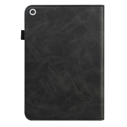 For Lenovo Tab M10 Plus (Gen 3) Line Imprinted PU Leather Card Holder Tablet Case Adjustable Stand Cover with Elastic Band Closure