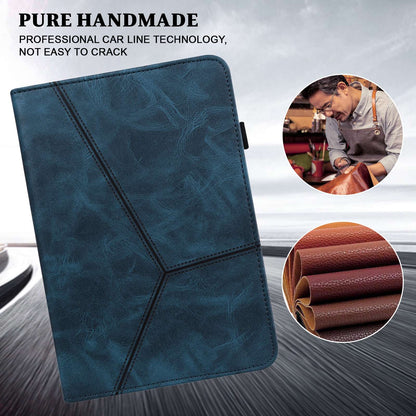 For Lenovo Tab M10 Plus (Gen 3) Line Imprinted PU Leather Card Holder Tablet Case Adjustable Stand Cover with Elastic Band Closure