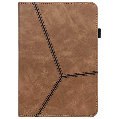 For Lenovo Tab M10 Plus (Gen 3) Line Imprinted PU Leather Card Holder Tablet Case Adjustable Stand Cover with Elastic Band Closure