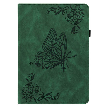 For Lenovo Tab M10 Plus (Gen 3) Butterfly Flower Imprinted Card Slot PU Leather Tablet Case Stand Cover with Elastic Band