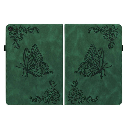 For Lenovo Tab M10 Plus (Gen 3) Butterfly Flower Imprinted Card Slot PU Leather Tablet Case Stand Cover with Elastic Band