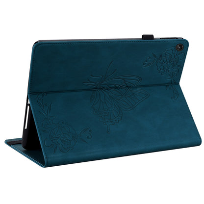 For Lenovo Tab M10 Plus (Gen 3) Butterfly Flower Imprinted Card Slot PU Leather Tablet Case Stand Cover with Elastic Band