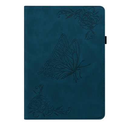 For Lenovo Tab M10 Plus (Gen 3) Butterfly Flower Imprinted Card Slot PU Leather Tablet Case Stand Cover with Elastic Band