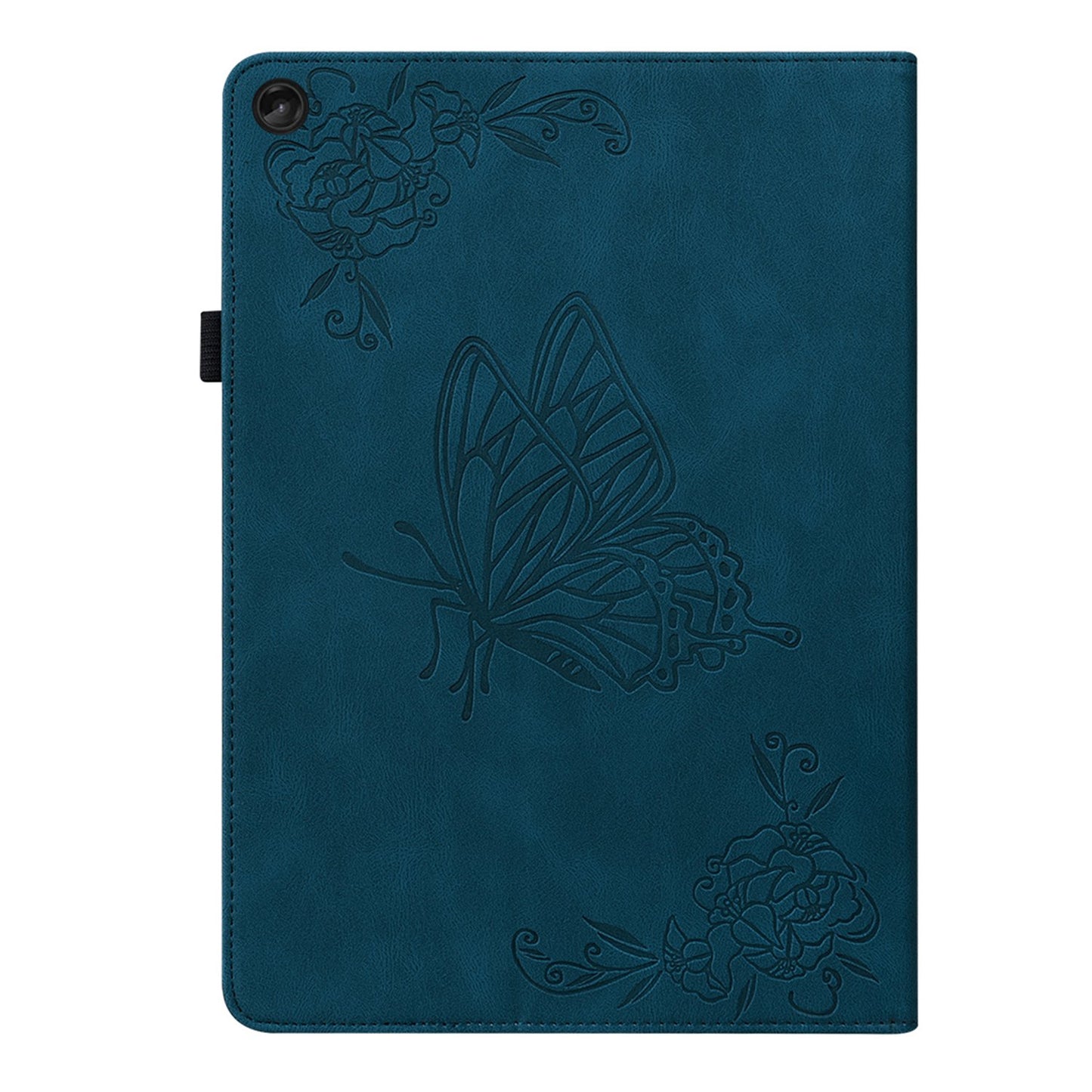 For Lenovo Tab M10 Plus (Gen 3) Butterfly Flower Imprinted Card Slot PU Leather Tablet Case Stand Cover with Elastic Band