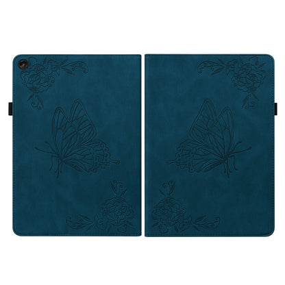 For Lenovo Tab M10 Plus (Gen 3) Butterfly Flower Imprinted Card Slot PU Leather Tablet Case Stand Cover with Elastic Band