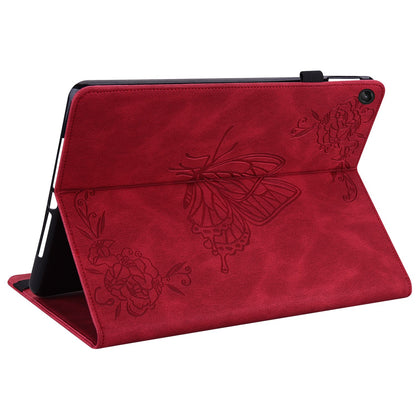 For Lenovo Tab M10 Plus (Gen 3) Butterfly Flower Imprinted Card Slot PU Leather Tablet Case Stand Cover with Elastic Band