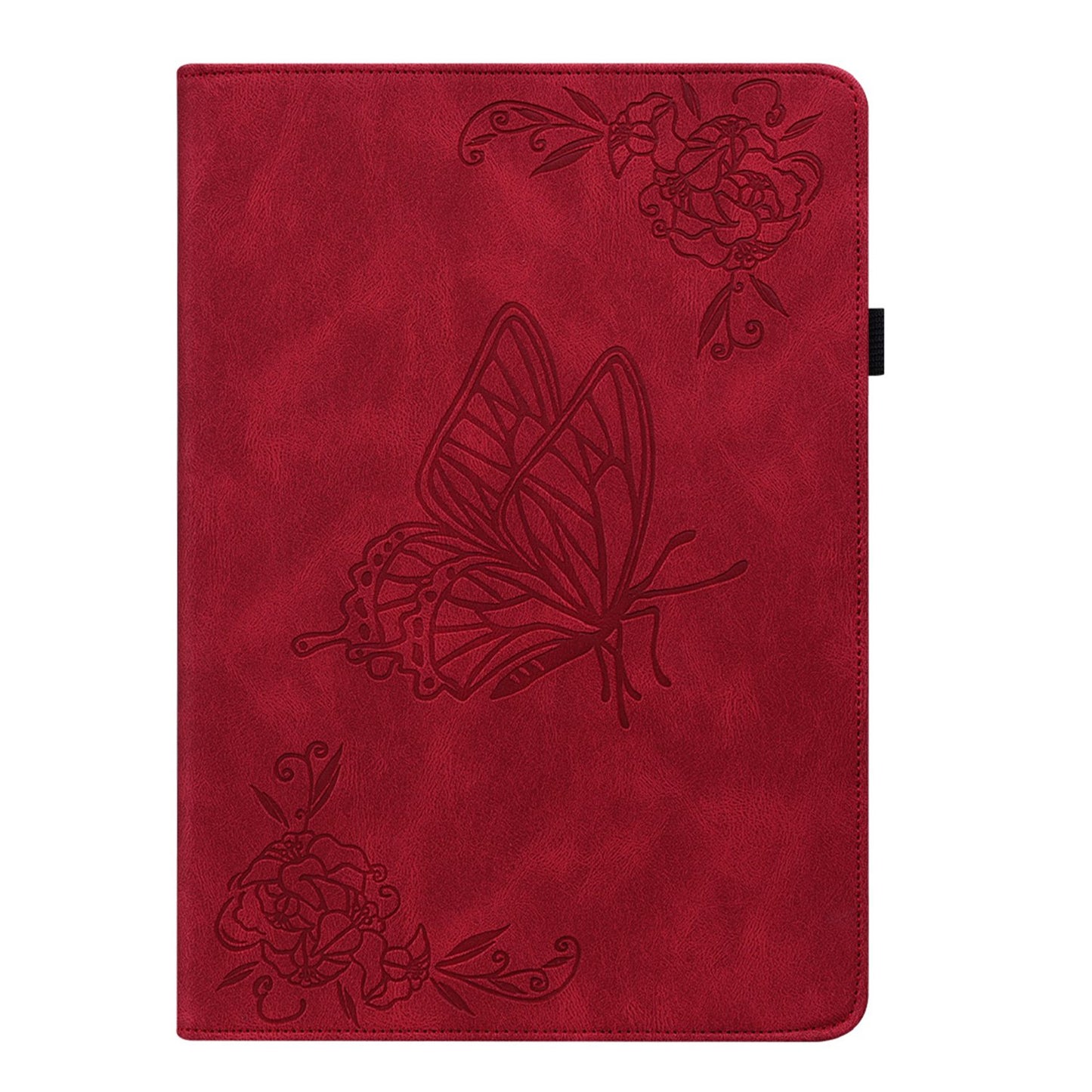 For Lenovo Tab M10 Plus (Gen 3) Butterfly Flower Imprinted Card Slot PU Leather Tablet Case Stand Cover with Elastic Band