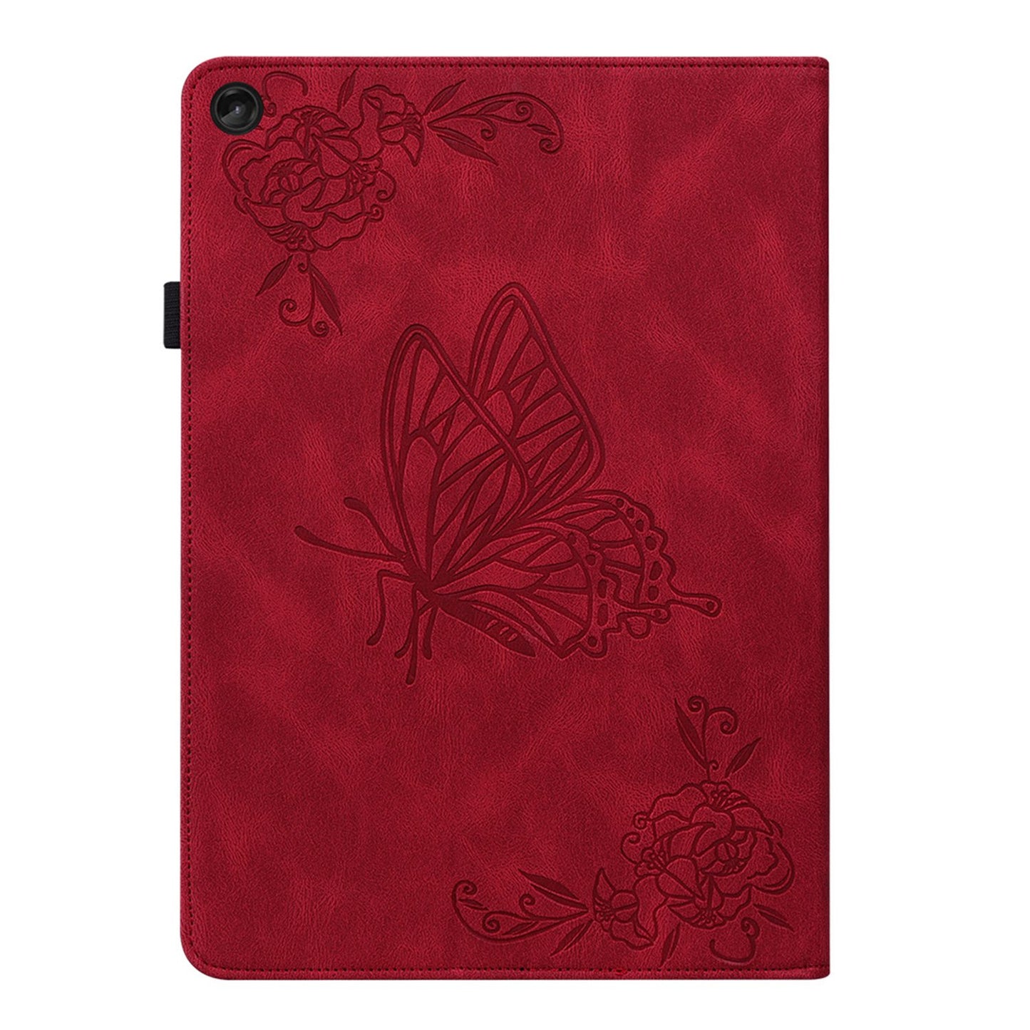 For Lenovo Tab M10 Plus (Gen 3) Butterfly Flower Imprinted Card Slot PU Leather Tablet Case Stand Cover with Elastic Band