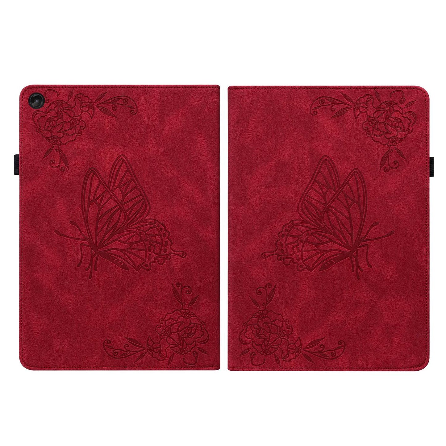 For Lenovo Tab M10 Plus (Gen 3) Butterfly Flower Imprinted Card Slot PU Leather Tablet Case Stand Cover with Elastic Band