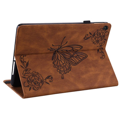 For Lenovo Tab M10 Plus (Gen 3) Butterfly Flower Imprinted Card Slot PU Leather Tablet Case Stand Cover with Elastic Band