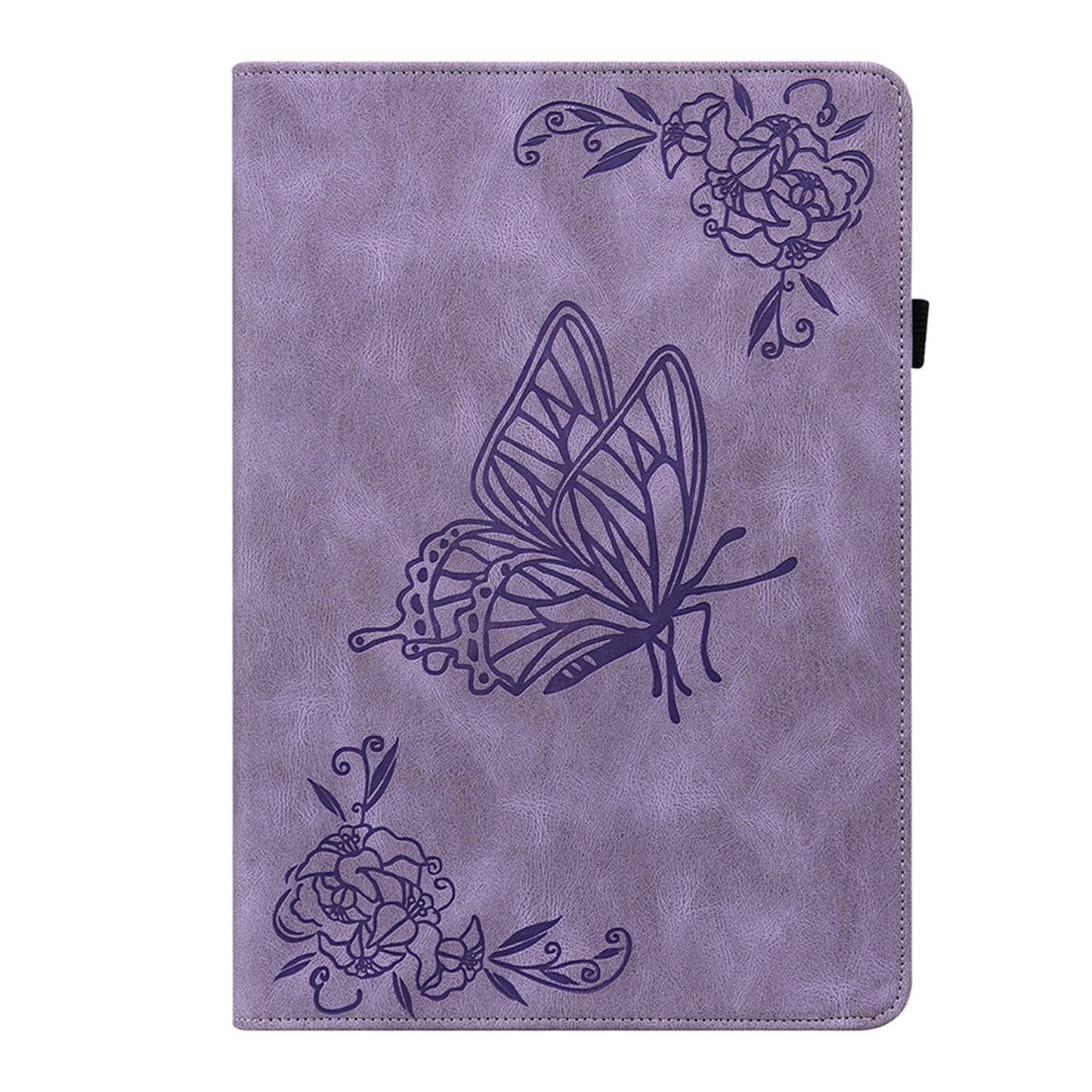 For Lenovo Tab M10 Plus (Gen 3) Butterfly Flower Imprinted Card Slot PU Leather Tablet Case Stand Cover with Elastic Band