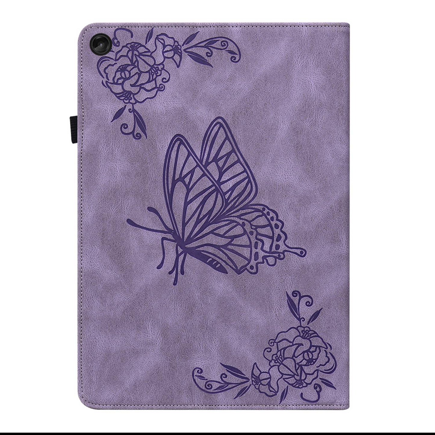 For Lenovo Tab M10 Plus (Gen 3) Butterfly Flower Imprinted Card Slot PU Leather Tablet Case Stand Cover with Elastic Band