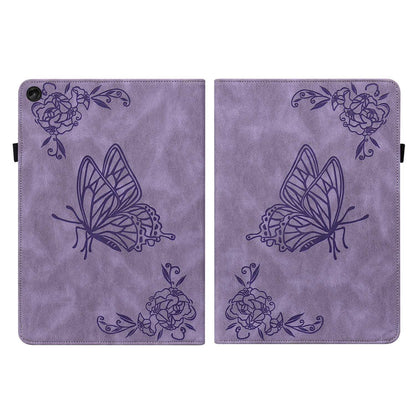 For Lenovo Tab M10 Plus (Gen 3) Butterfly Flower Imprinted Card Slot PU Leather Tablet Case Stand Cover with Elastic Band