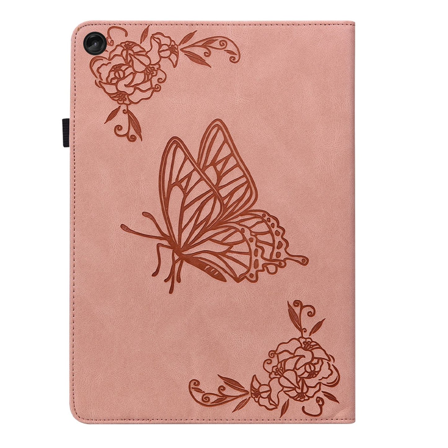 For Lenovo Tab M10 Plus (Gen 3) Butterfly Flower Imprinted Card Slot PU Leather Tablet Case Stand Cover with Elastic Band