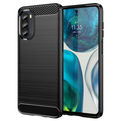 For Motorola Moto G52 Carbon Fiber Texture Brushed Surface 1.8mm TPU Back Cover Mobile Phone Case