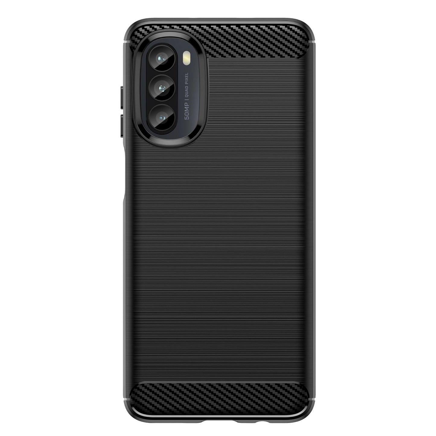 For Motorola Moto G52 Carbon Fiber Texture Brushed Surface 1.8mm TPU Back Cover Mobile Phone Case