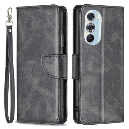 For Motorola Edge X30/Edge 30 Pro (Motorola Edge+ (2022)) BF Leather Series-4 Wallet Magnetic Flip Case Stand Shockproof TPU Handbag Purse Wrist Strap Cover