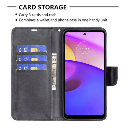 For Motorola Edge X30/Edge 30 Pro (Motorola Edge+ (2022)) BF Leather Series-4 Wallet Magnetic Flip Case Stand Shockproof TPU Handbag Purse Wrist Strap Cover