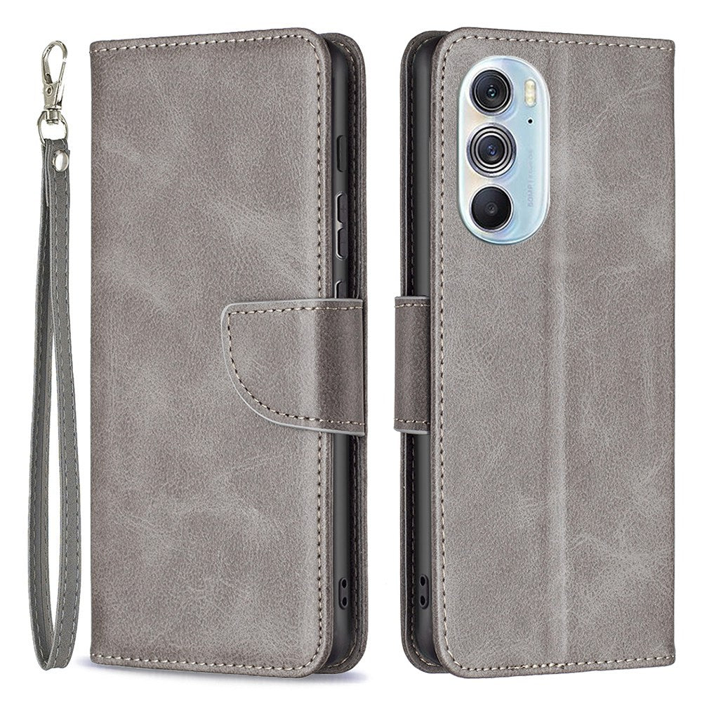 For Motorola Edge X30/Edge 30 Pro (Motorola Edge+ (2022)) BF Leather Series-4 Wallet Magnetic Flip Case Stand Shockproof TPU Handbag Purse Wrist Strap Cover