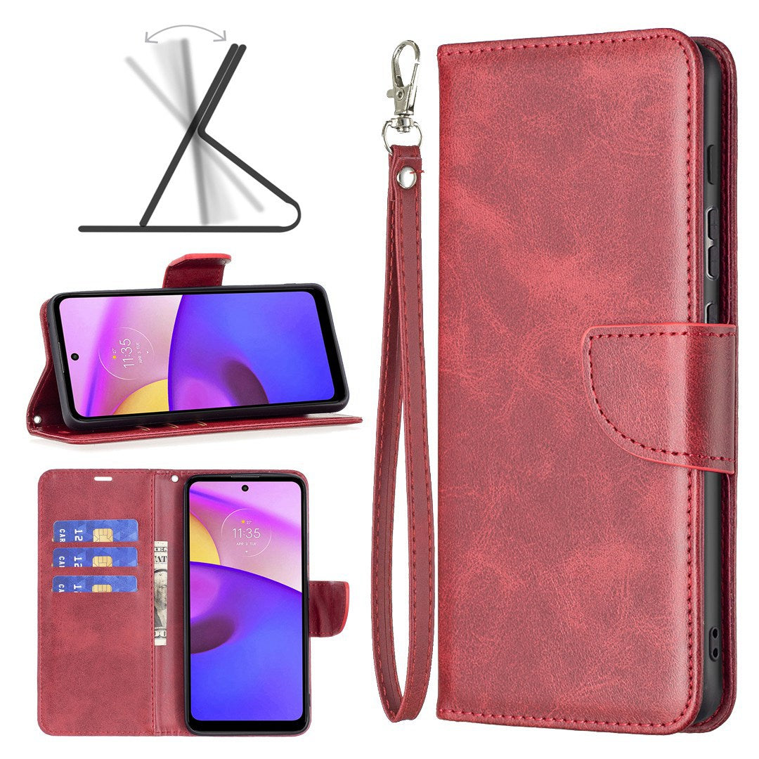 For Motorola Edge X30/Edge 30 Pro (Motorola Edge+ (2022)) BF Leather Series-4 Wallet Magnetic Flip Case Stand Shockproof TPU Handbag Purse Wrist Strap Cover