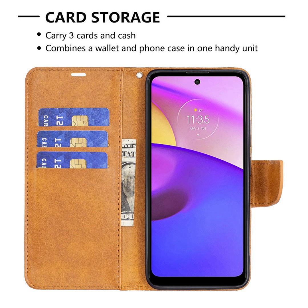 For Motorola Edge X30/Edge 30 Pro (Motorola Edge+ (2022)) BF Leather Series-4 Wallet Magnetic Flip Case Stand Shockproof TPU Handbag Purse Wrist Strap Cover