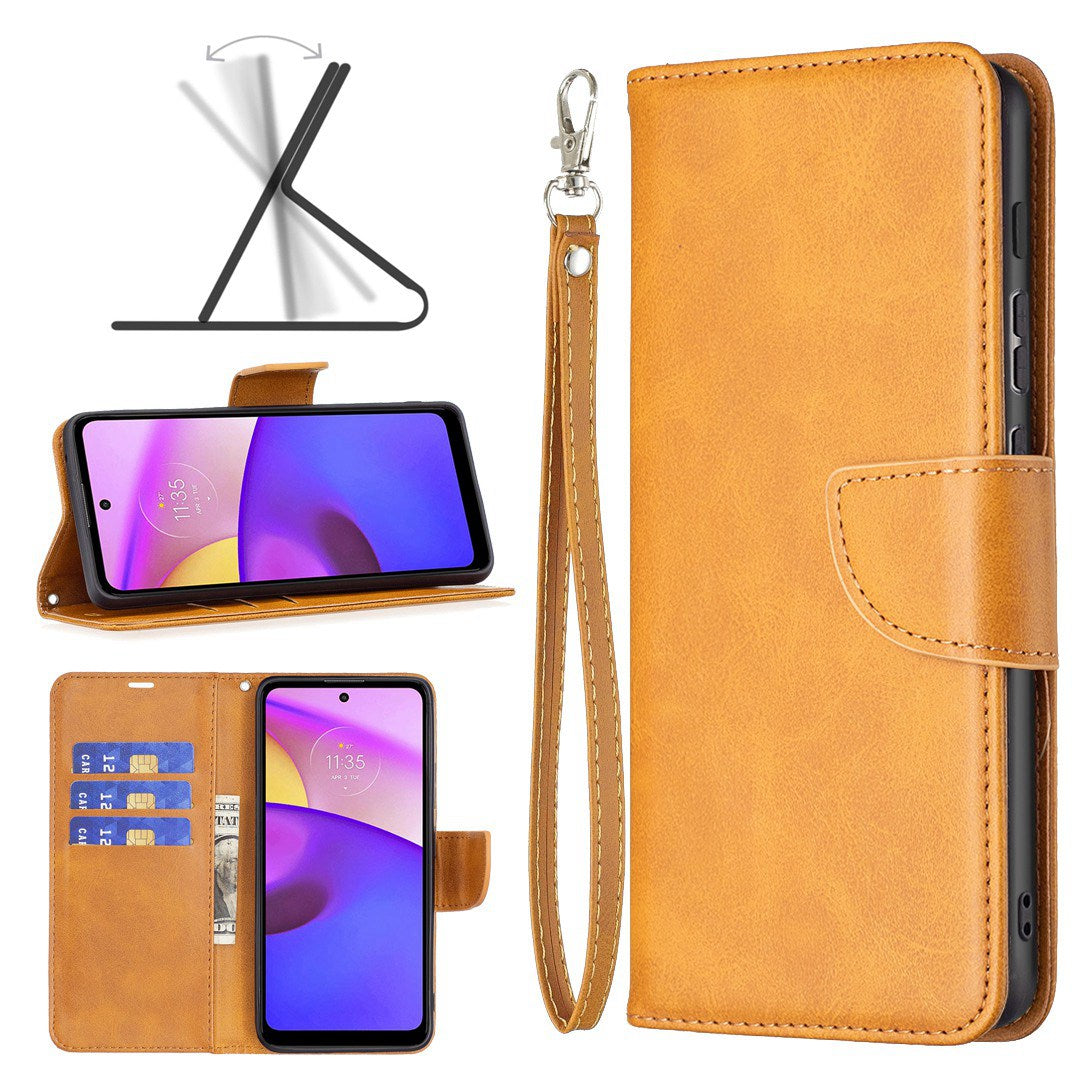 For Motorola Edge X30/Edge 30 Pro (Motorola Edge+ (2022)) BF Leather Series-4 Wallet Magnetic Flip Case Stand Shockproof TPU Handbag Purse Wrist Strap Cover