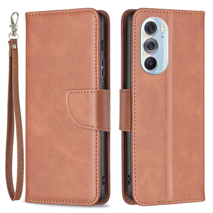 For Motorola Edge X30/Edge 30 Pro (Motorola Edge+ (2022)) BF Leather Series-4 Wallet Magnetic Flip Case Stand Shockproof TPU Handbag Purse Wrist Strap Cover