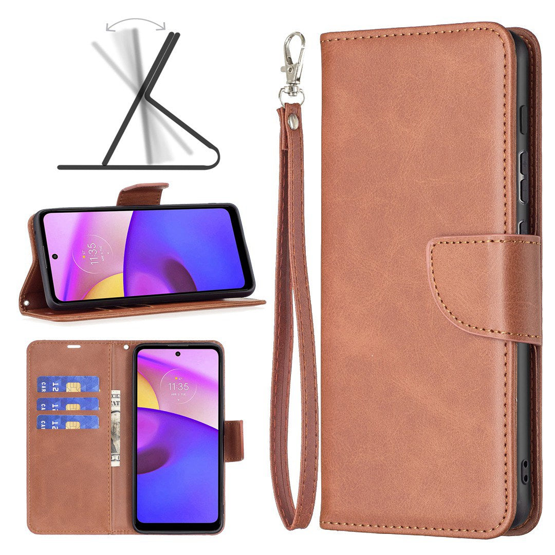 For Motorola Edge X30/Edge 30 Pro (Motorola Edge+ (2022)) BF Leather Series-4 Wallet Magnetic Flip Case Stand Shockproof TPU Handbag Purse Wrist Strap Cover