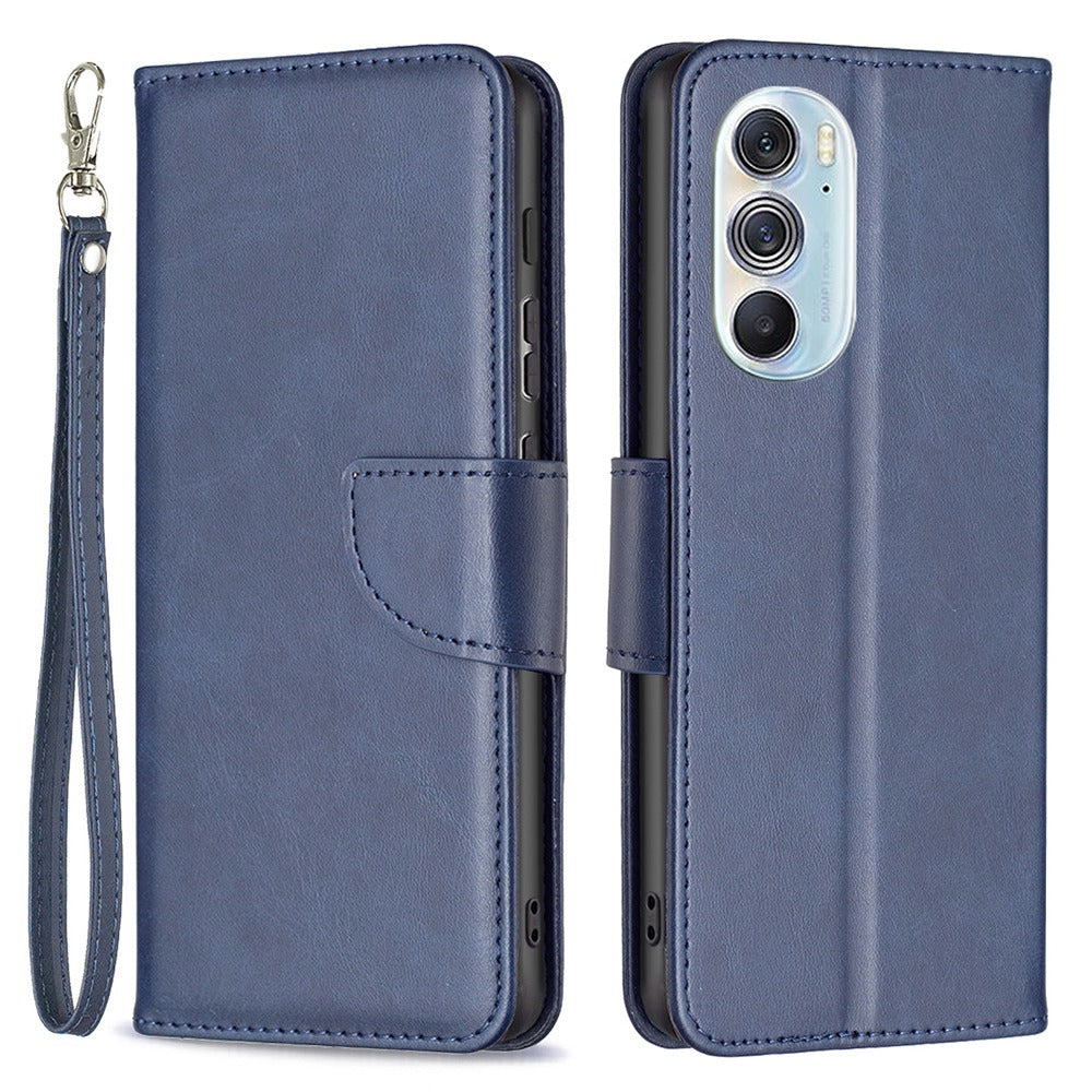 For Motorola Edge X30/Edge 30 Pro (Motorola Edge+ (2022)) BF Leather Series-4 Wallet Magnetic Flip Case Stand Shockproof TPU Handbag Purse Wrist Strap Cover