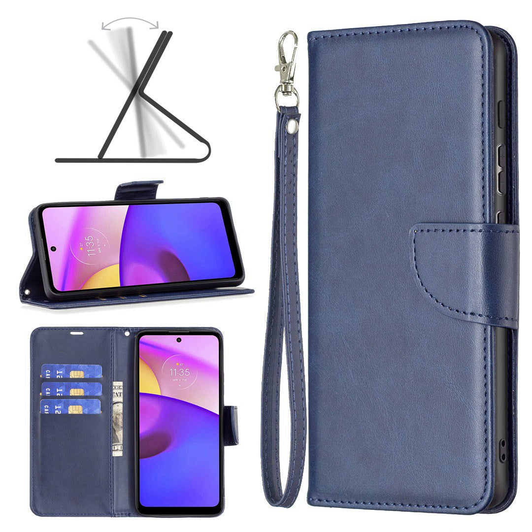 For Motorola Edge X30/Edge 30 Pro (Motorola Edge+ (2022)) BF Leather Series-4 Wallet Magnetic Flip Case Stand Shockproof TPU Handbag Purse Wrist Strap Cover