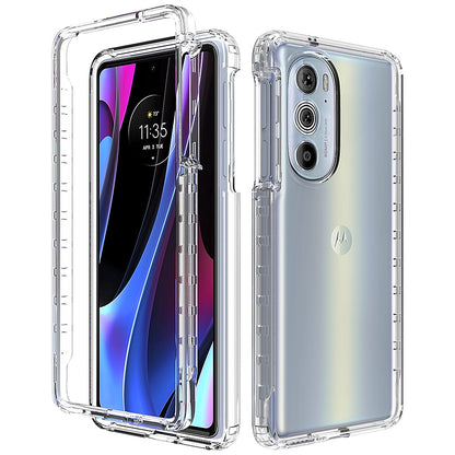 For Motorola Edge 30 Pro (Motorola Edge+ (2022)) Well-protected Transparent TPU + PC Hybrid Case Gradient Color Anti-fall Phone Cover