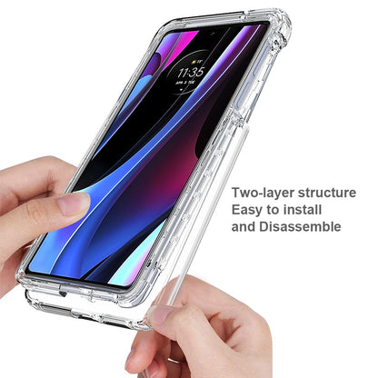 For Motorola Edge 30 Pro (Motorola Edge+ (2022)) Well-protected Transparent TPU + PC Hybrid Case Gradient Color Anti-fall Phone Cover