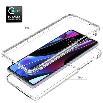 For Motorola Edge 30 Pro (Motorola Edge+ (2022)) Well-protected Transparent TPU + PC Hybrid Case Gradient Color Anti-fall Phone Cover